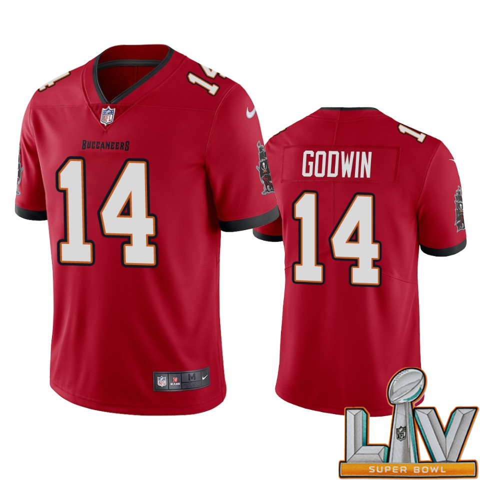 Super Bowl LV 2021 Tampa Bay Buccaneers Men Nike NFL 14 Chris Godwin Red 2020 Vapor Limited Jersey